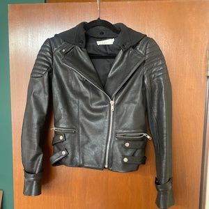 A.L.C. Black Knight Hooded Learher Jacket - size 2